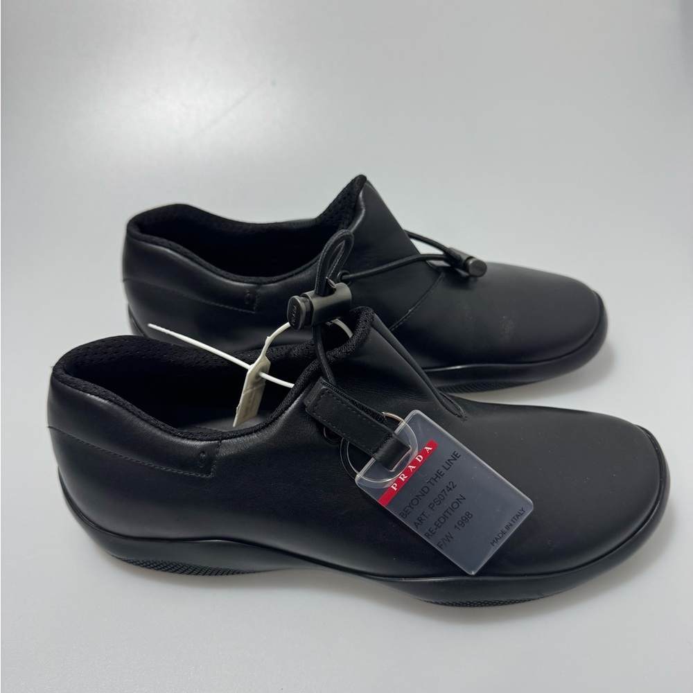 Prada Toblach Men’s Leather Sneakers Black Men’s Size 6 - Picture 3 of 8